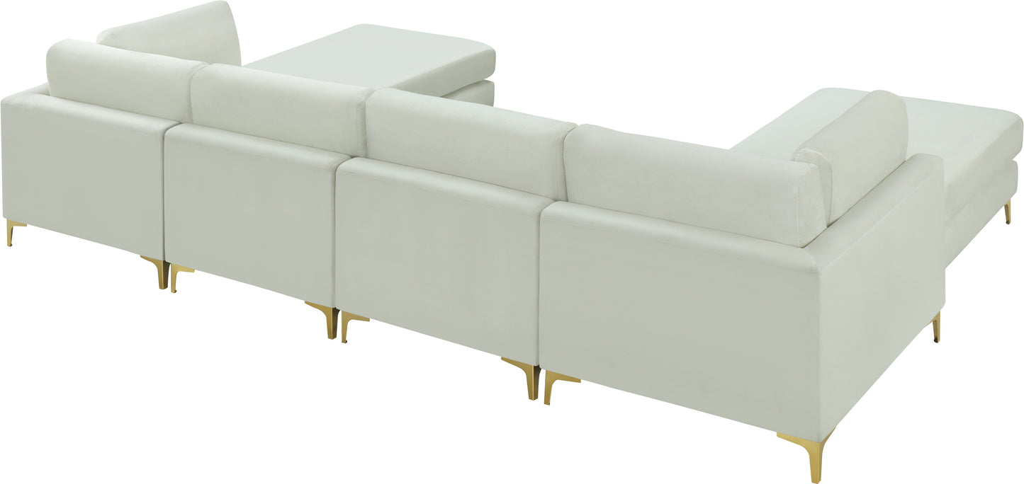 alina cream velvet modular sectional (6 boxes) sec6b