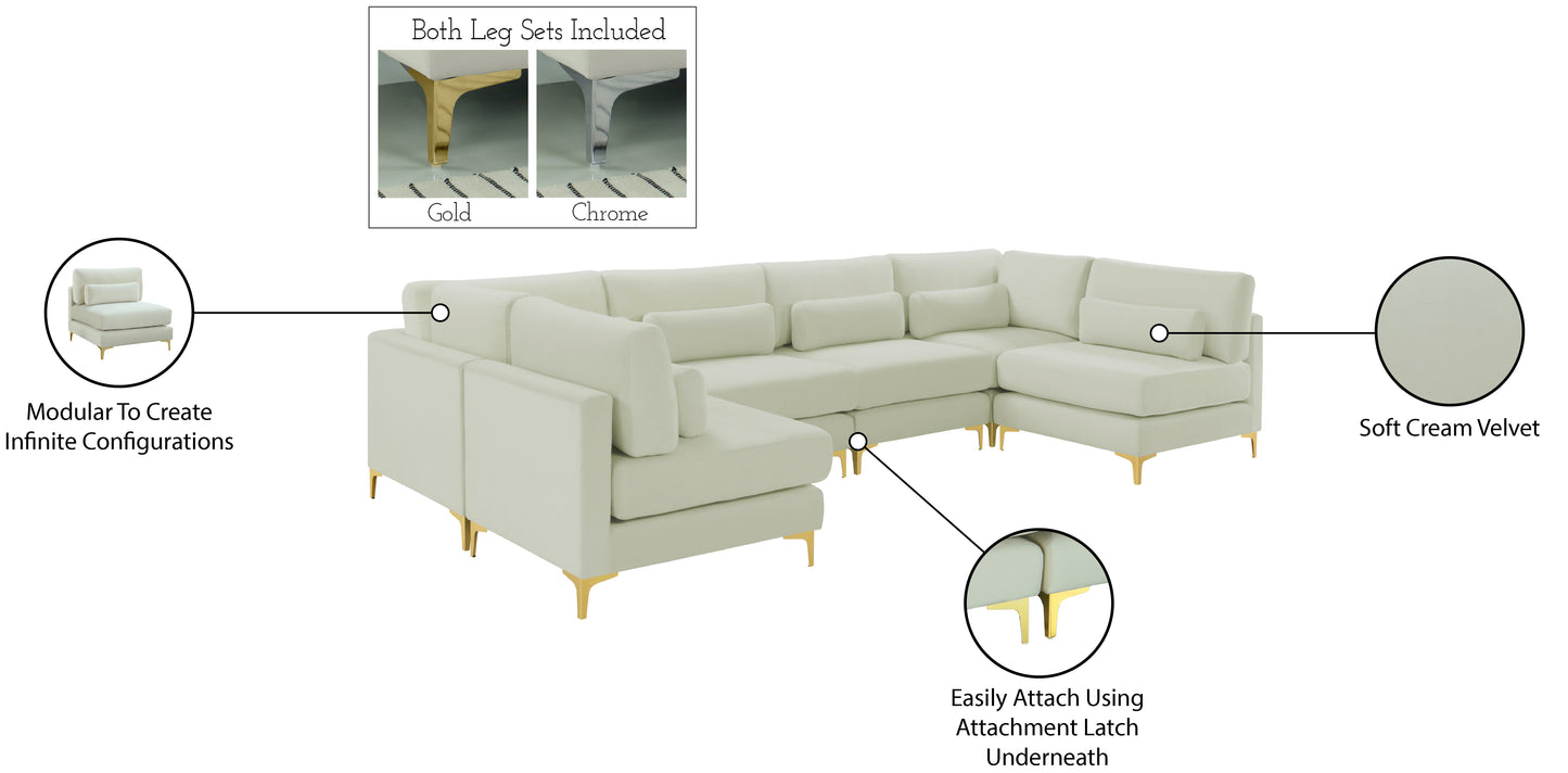 alina cream velvet modular sectional (6 boxes) sec6c