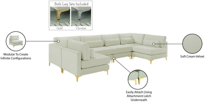 Alina Cream Velvet Modular Sectional (6 Boxes) Sec6C