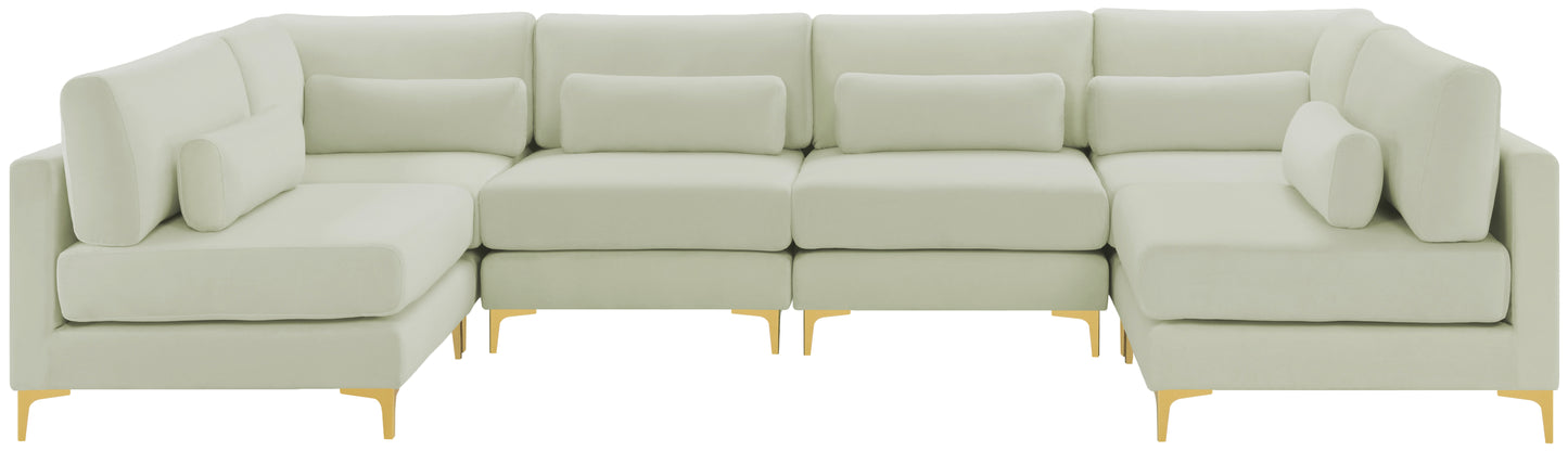 alina cream velvet modular sectional (6 boxes) sec6c