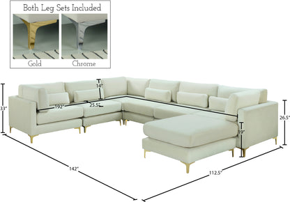 Alina Cream Velvet Modular Sectional (7 Boxes) Sec7A