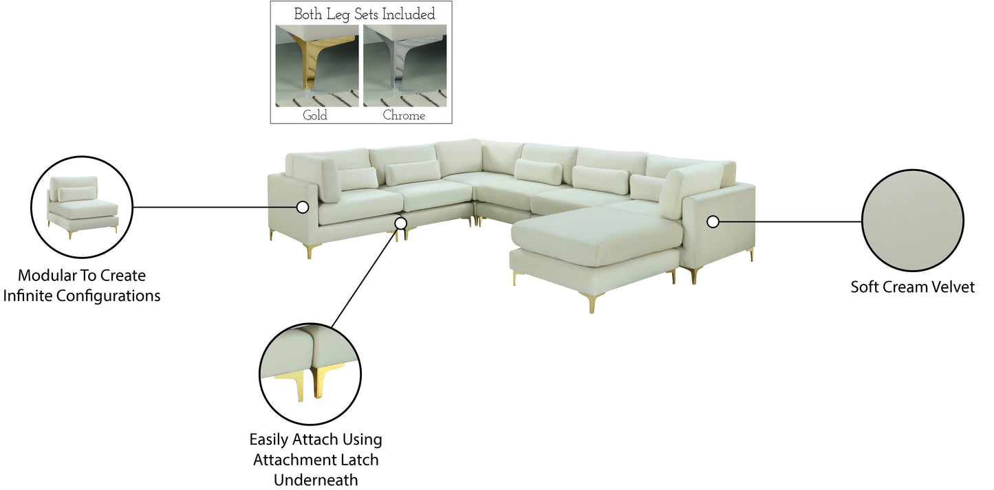 alina cream velvet modular sectional (7 boxes) sec7a