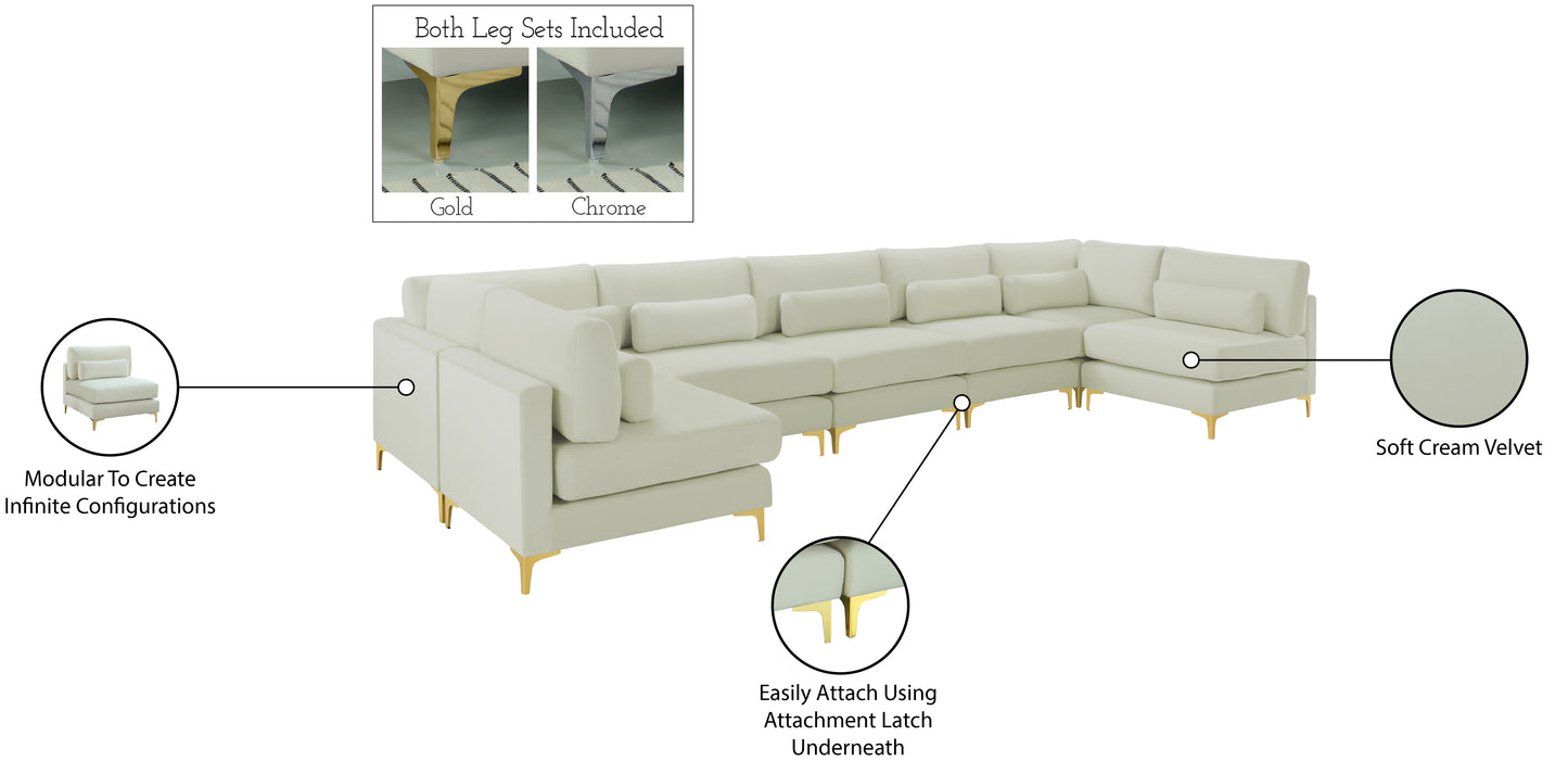 alina cream velvet modular sectional (7 boxes) sec7b