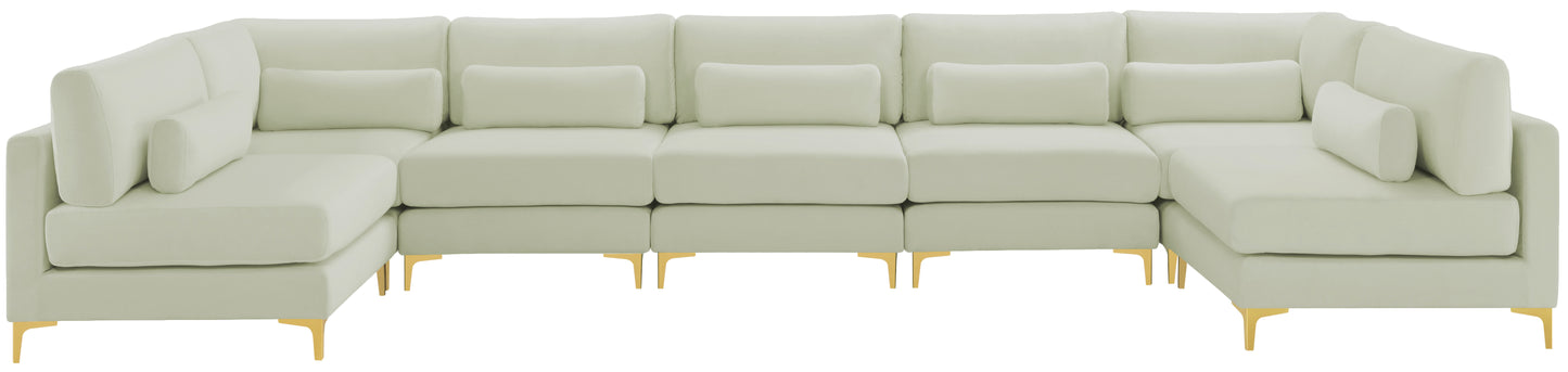 alina cream velvet modular sectional (7 boxes) sec7b