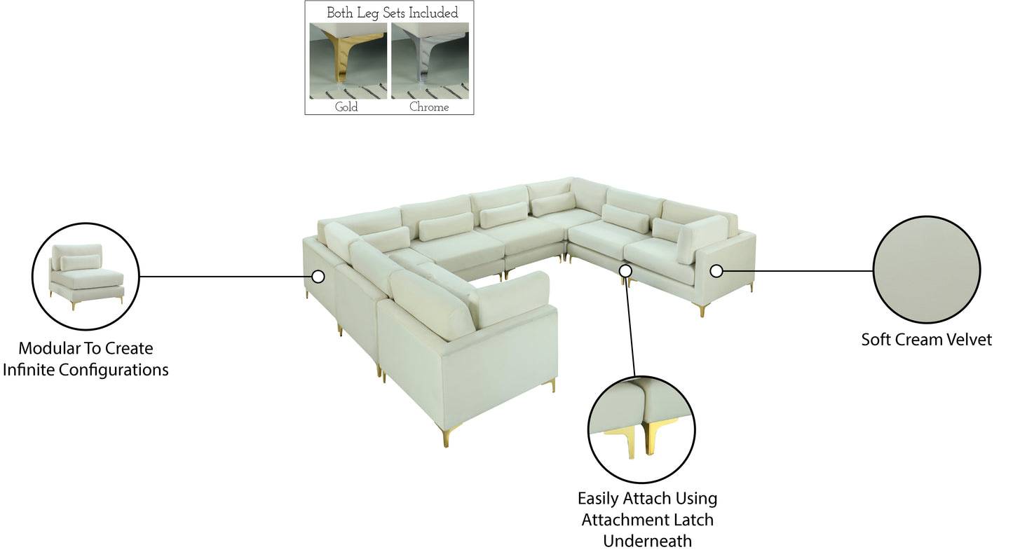 alina cream velvet modular sectional (8 boxes) sec8a