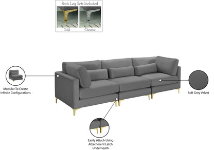 Alina Grey Velvet Modular Sofa (3 Boxes) S108