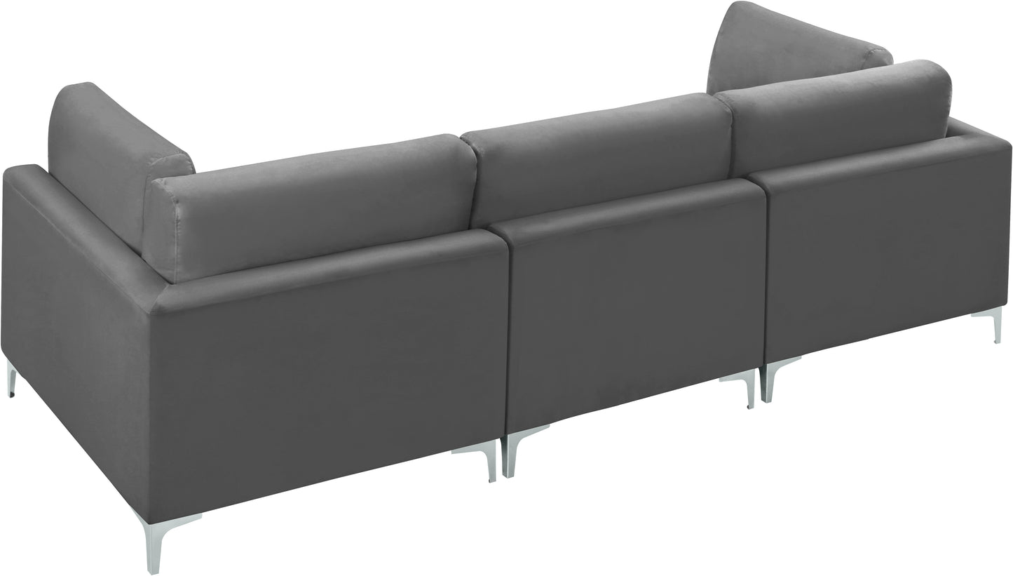 alina grey velvet modular sofa (3 boxes) s108