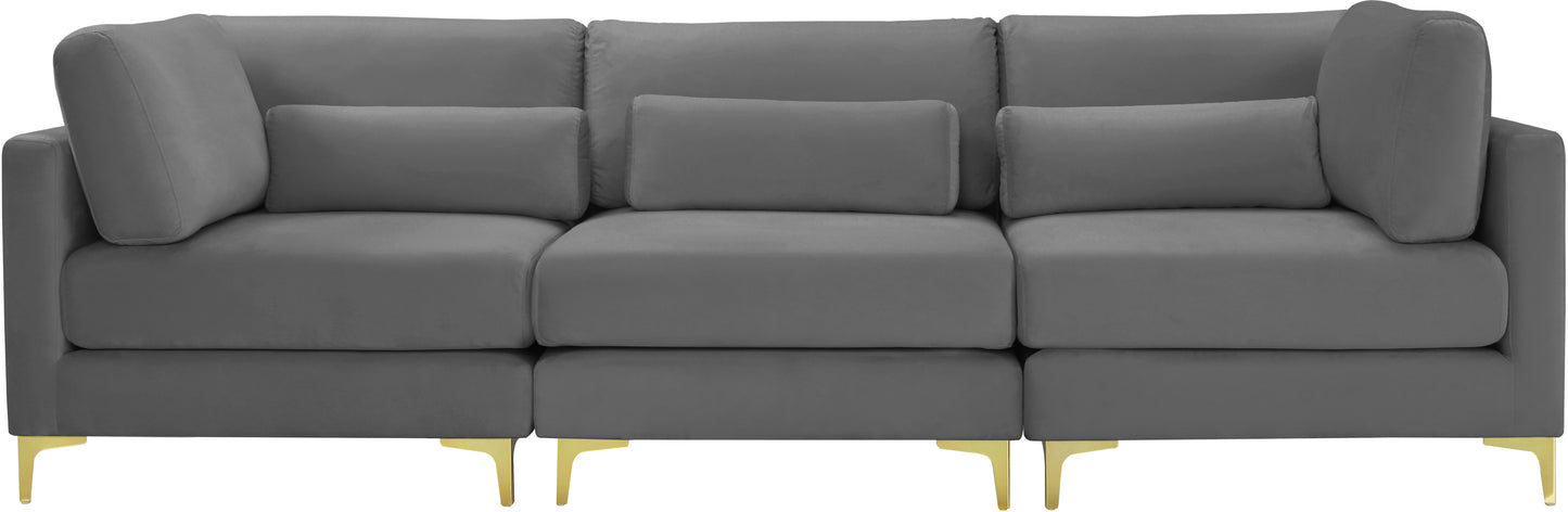 alina grey velvet modular sofa (3 boxes) s108