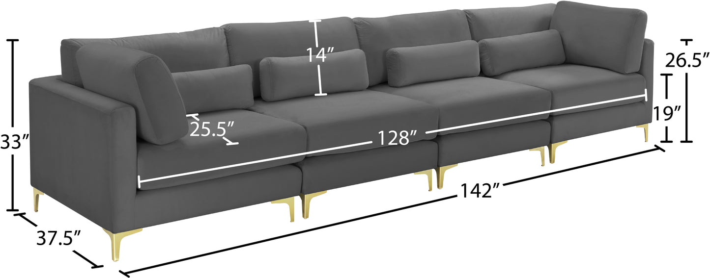 alina grey velvet modular sofa (4 boxes) s142