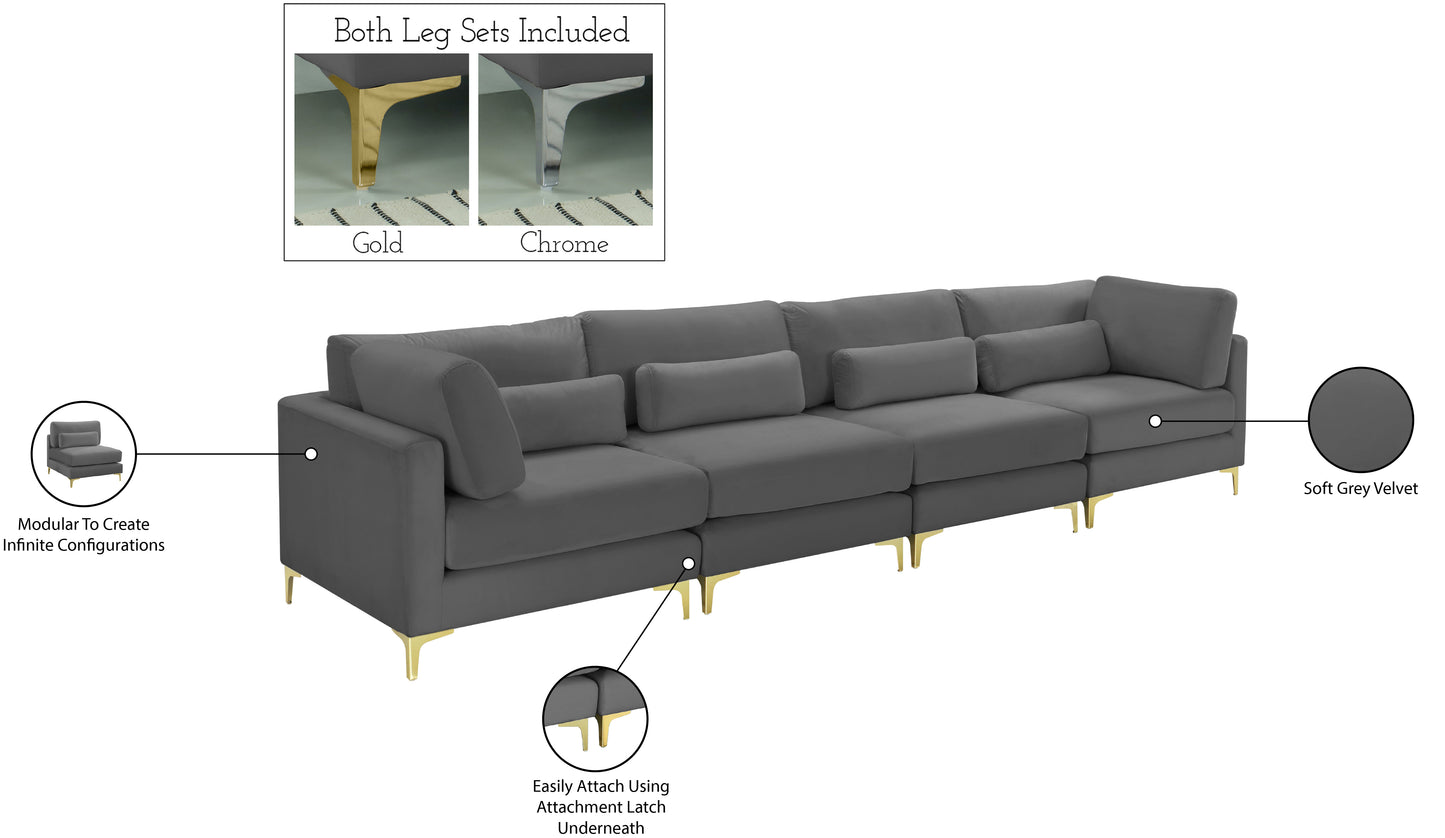 alina grey velvet modular sofa (4 boxes) s142