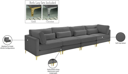 Alina Grey Velvet Modular Sofa (4 Boxes) S142