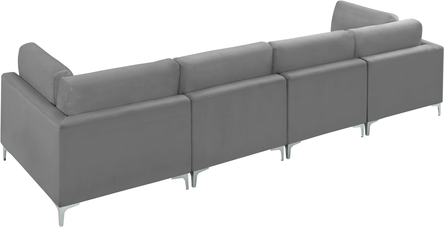 alina grey velvet modular sofa (4 boxes) s142