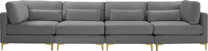 Alina Grey Velvet Modular Sofa (4 Boxes) S142