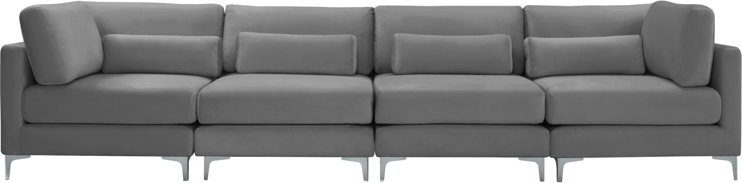 alina grey velvet modular sofa (4 boxes) s142