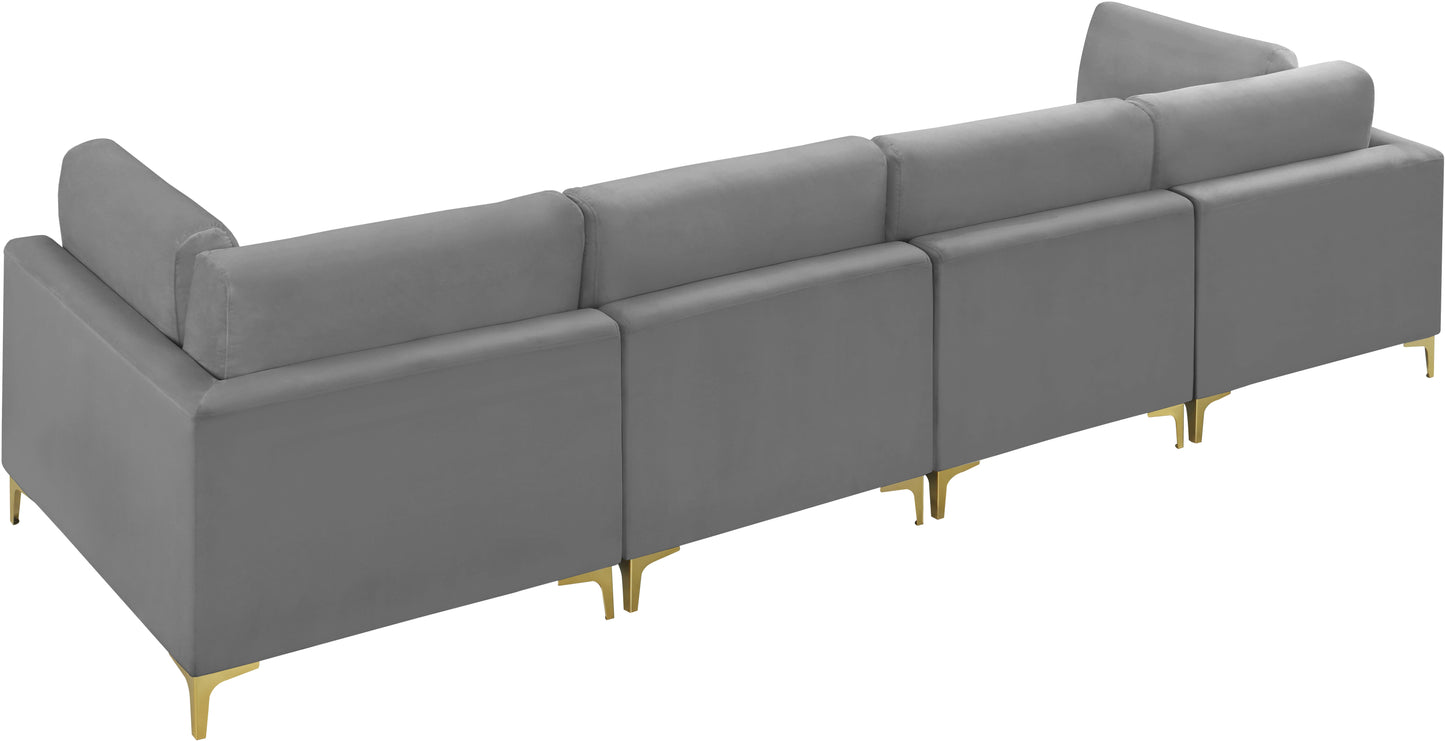 alina grey velvet modular sofa (4 boxes) s142