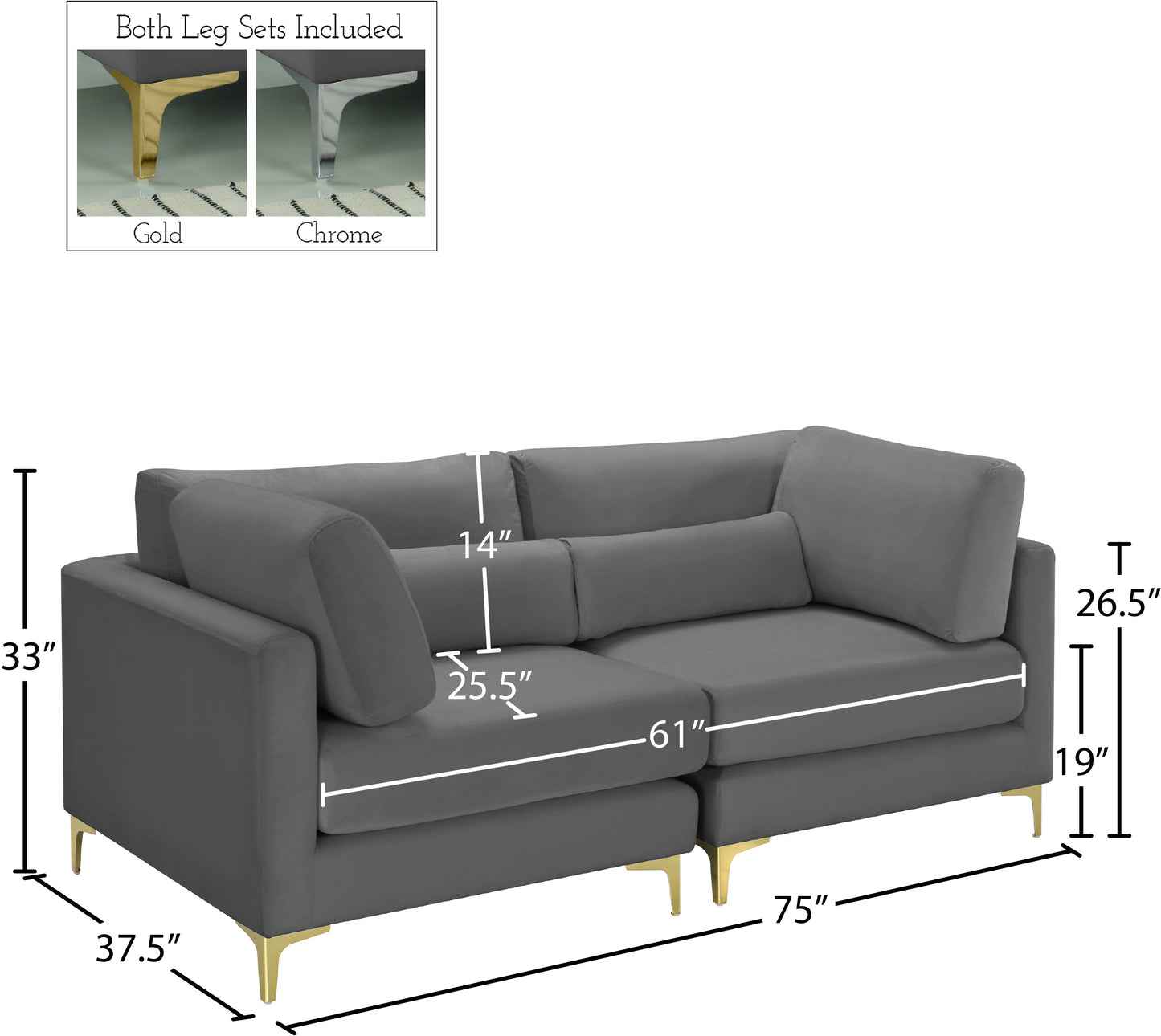 alina grey velvet modular sofa s75