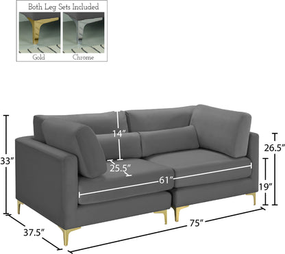 Alina Grey Velvet Modular Sofa S75