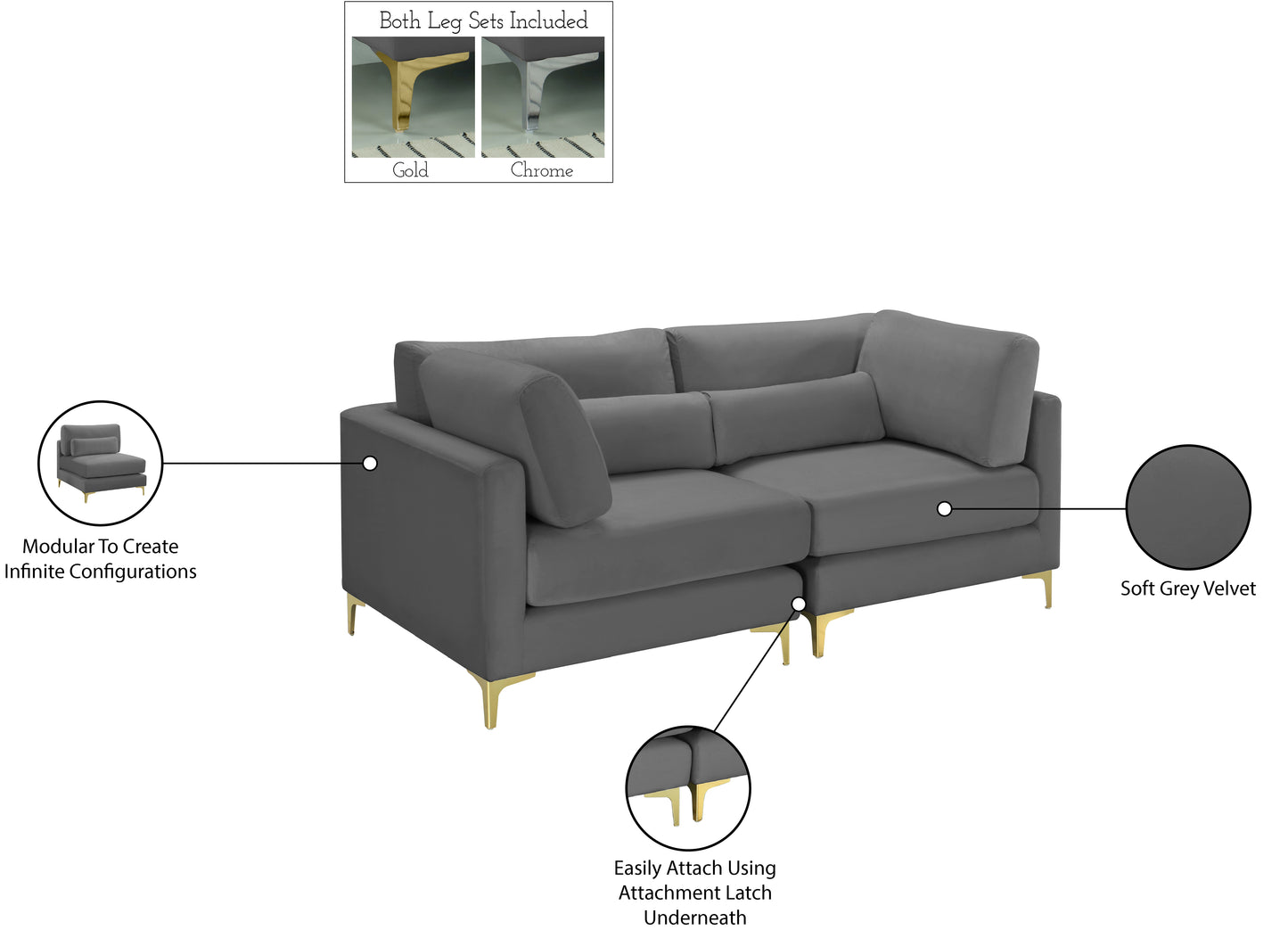 alina grey velvet modular sofa s75