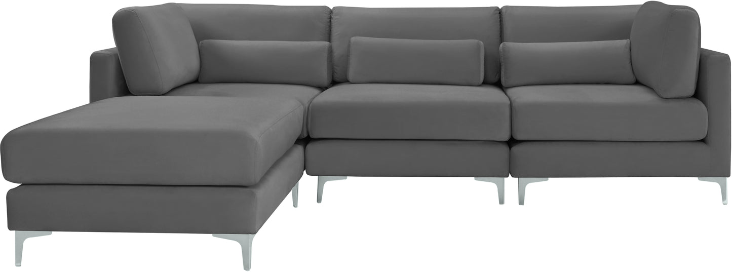 alina grey velvet modular sectional (4 boxes) sec4a