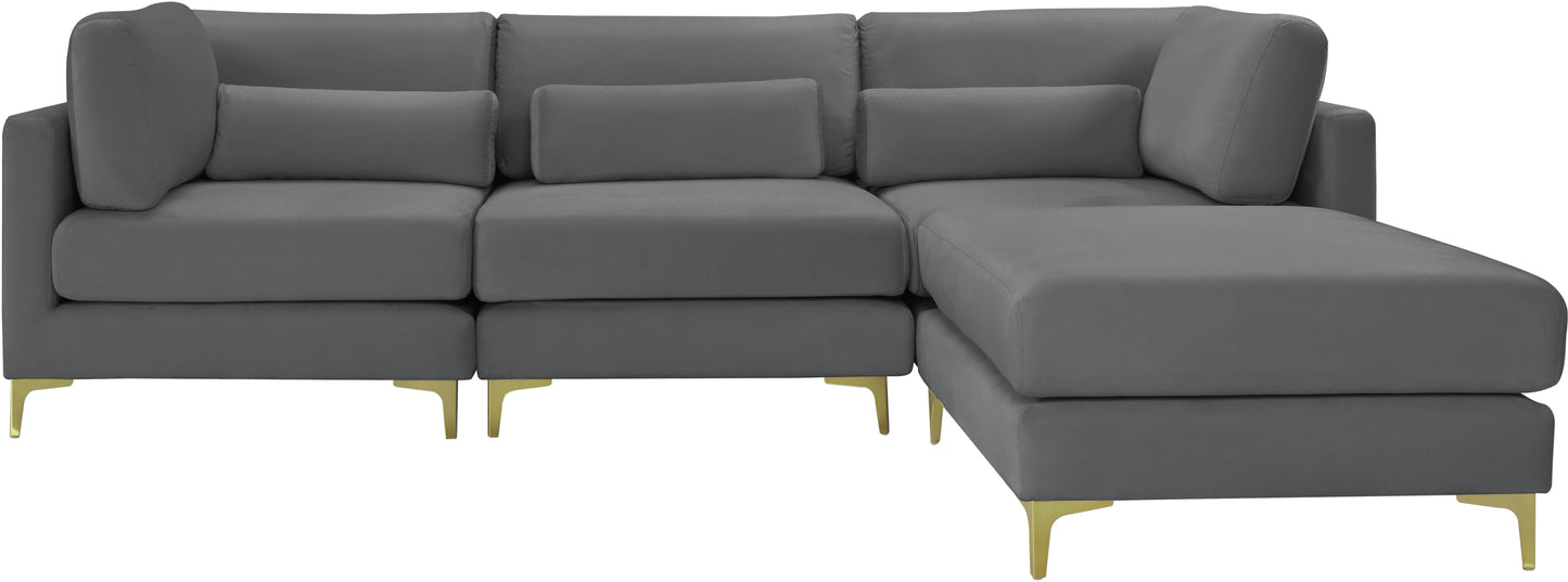 alina grey velvet modular sectional (4 boxes) sec4a