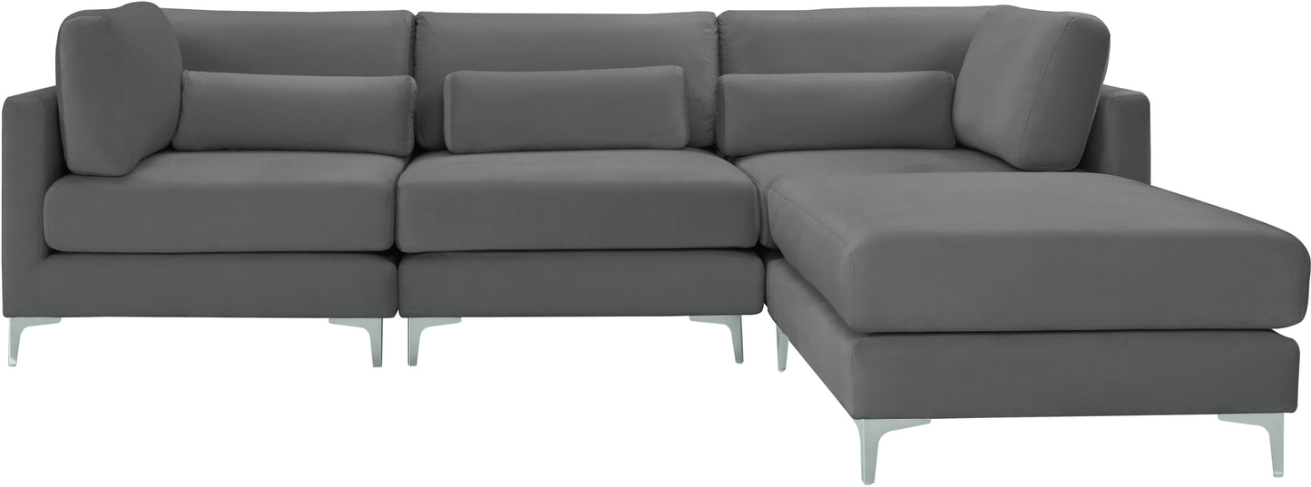 alina grey velvet modular sectional (4 boxes) sec4a