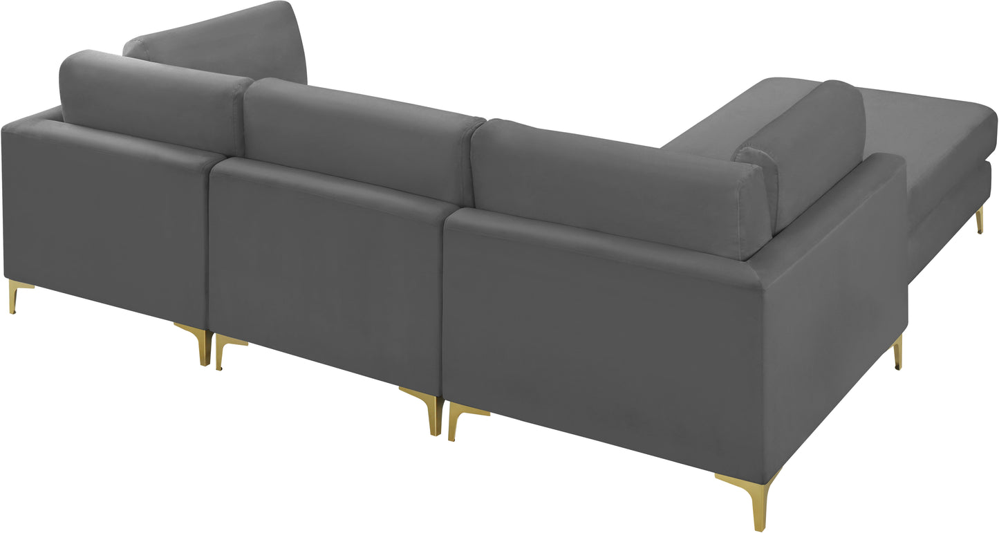 alina grey velvet modular sectional (4 boxes) sec4a