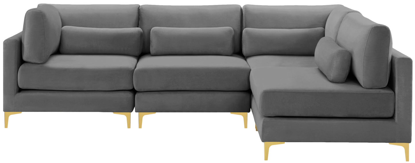 alina grey velvet modular sectional (4 boxes) sec4b