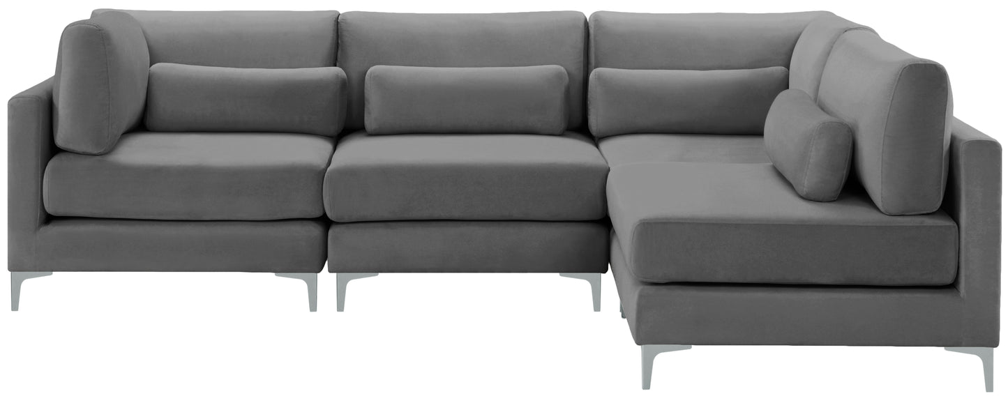 alina grey velvet modular sectional (4 boxes) sec4b