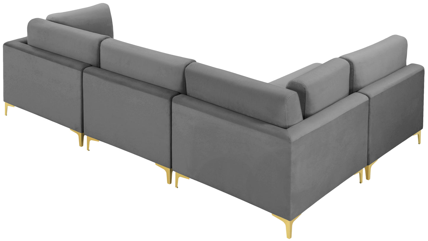 alina grey velvet modular sectional (4 boxes) sec4b