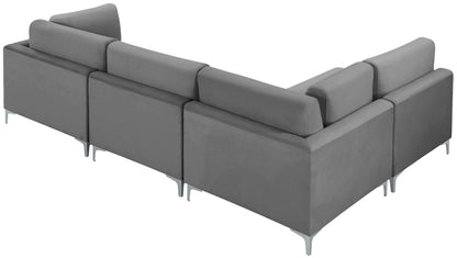 Alina Grey Velvet Modular Sectional (4 Boxes) Sec4B