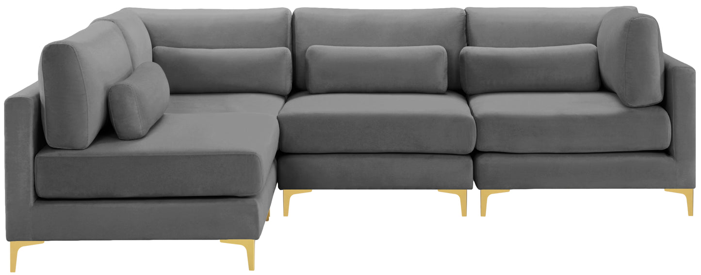 alina grey velvet modular sectional (4 boxes) sec4b