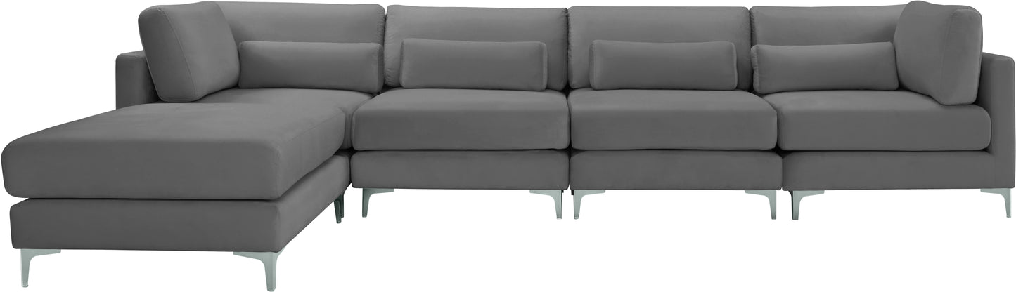 alina grey velvet modular sectional (5 boxes) sec5a