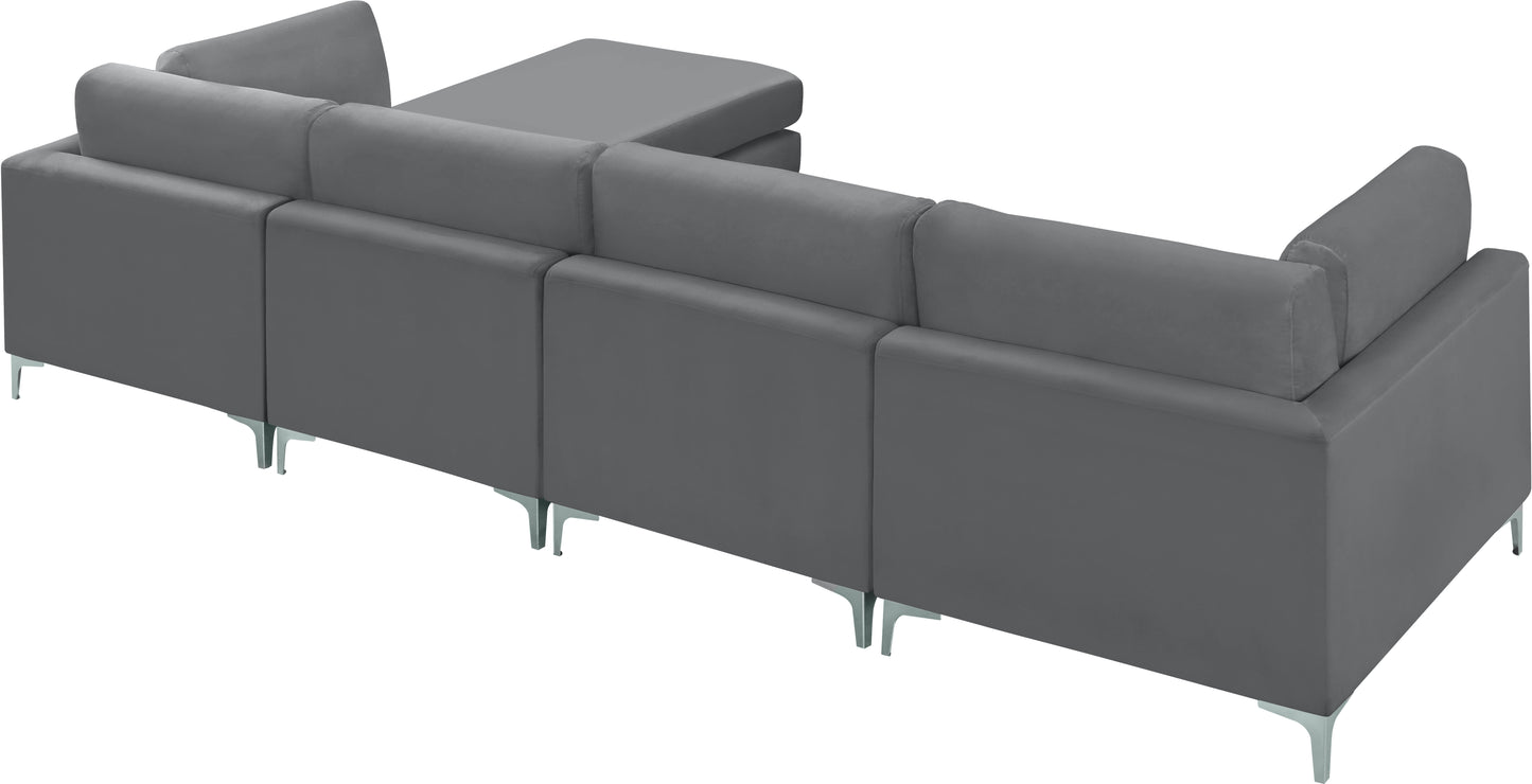 alina grey velvet modular sectional (5 boxes) sec5a