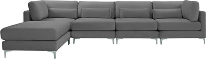 Alina Grey Velvet Modular Sectional (5 Boxes) Sec5A