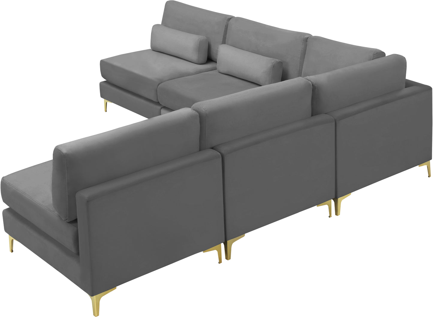 alina grey velvet modular sectional (5 boxes) sec5b