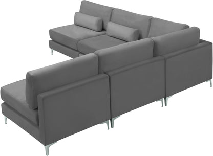 Alina Grey Velvet Modular Sectional (5 Boxes) Sec5B