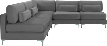 Alina Grey Velvet Modular Sectional (5 Boxes) Sec5B