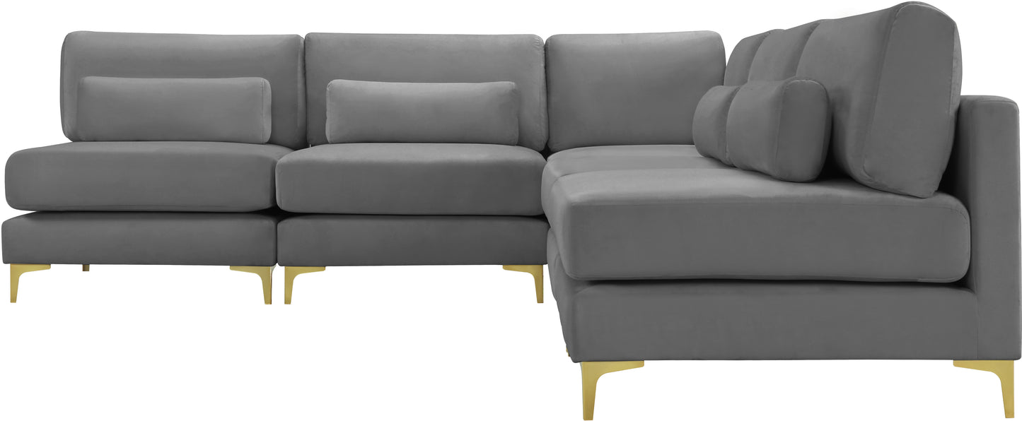 alina grey velvet modular sectional (5 boxes) sec5b