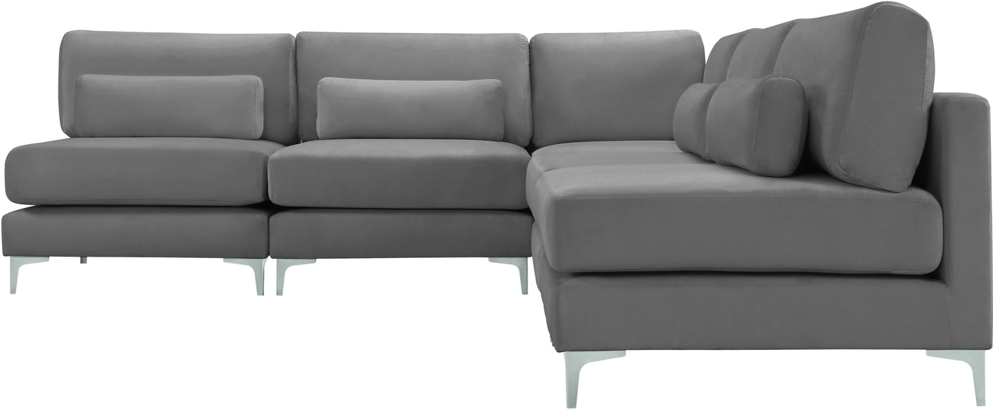 alina grey velvet modular sectional (5 boxes) sec5b