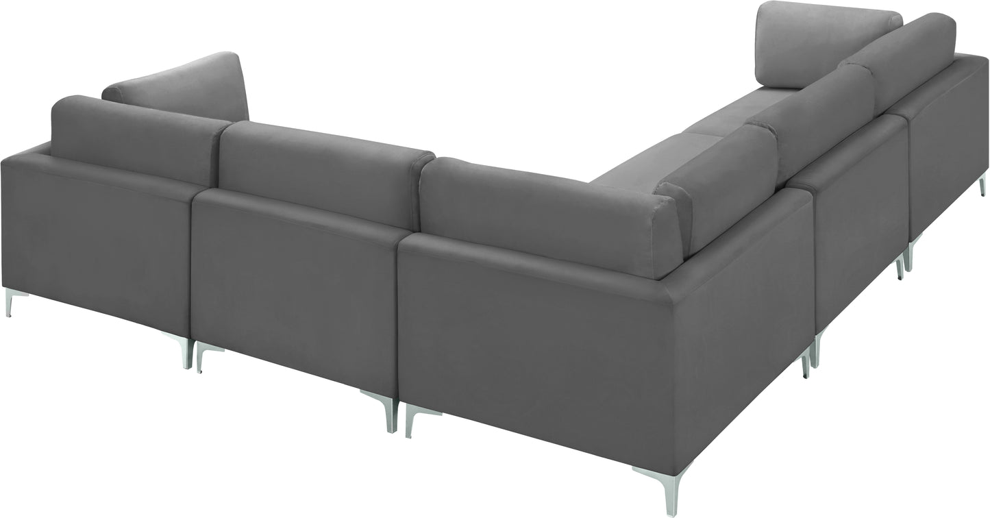 alina grey velvet modular sectional (5 boxes) sec5c