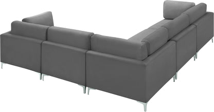 Alina Grey Velvet Modular Sectional (5 Boxes) Sec5C