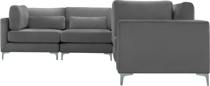 Alina Grey Velvet Modular Sectional (5 Boxes) Sec5C