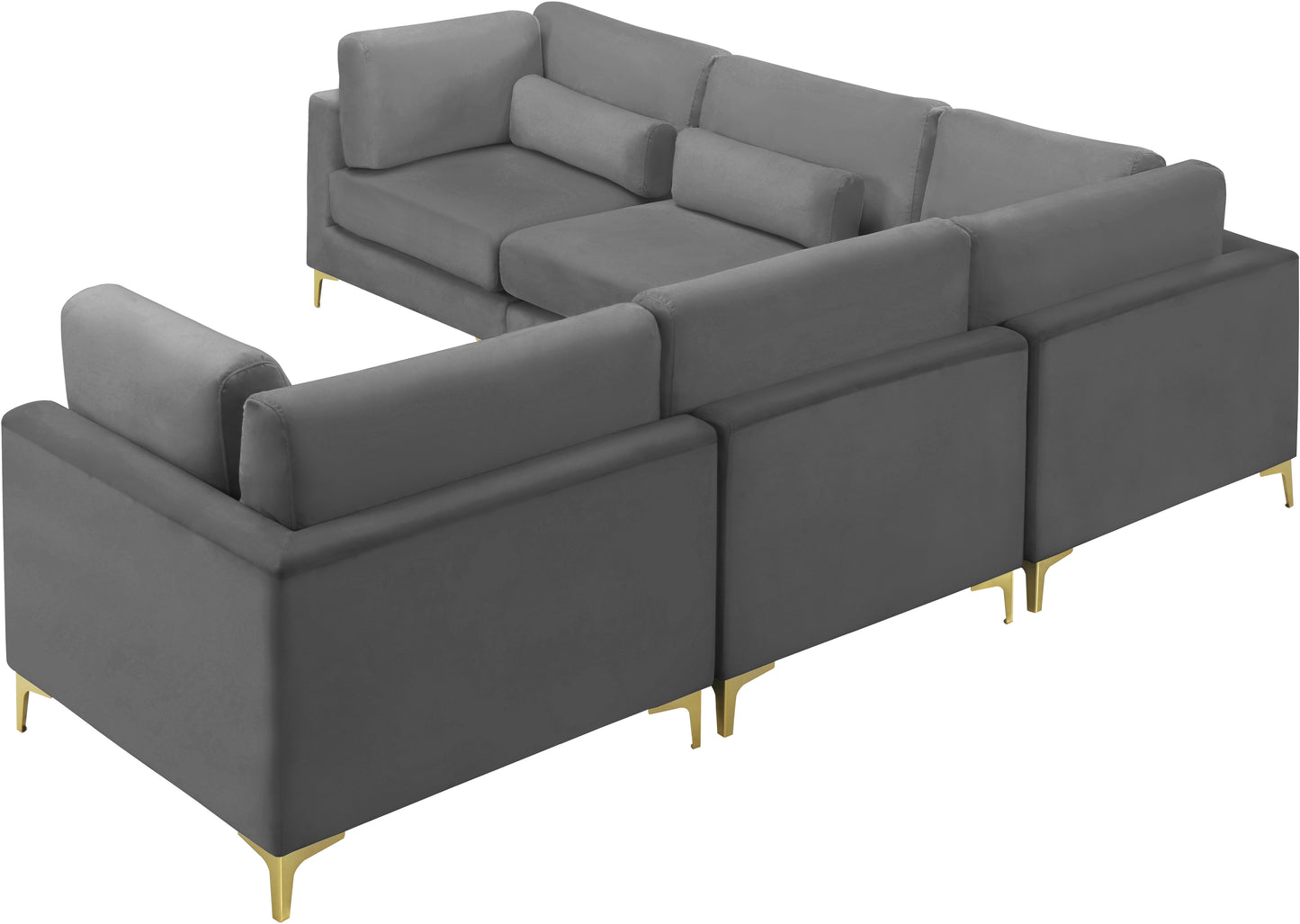 alina grey velvet modular sectional (5 boxes) sec5c