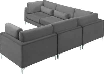 Alina Grey Velvet Modular Sectional (5 Boxes) Sec5C