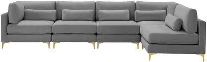 Alina Grey Velvet Modular Sectional (5 Boxes) Sec5D