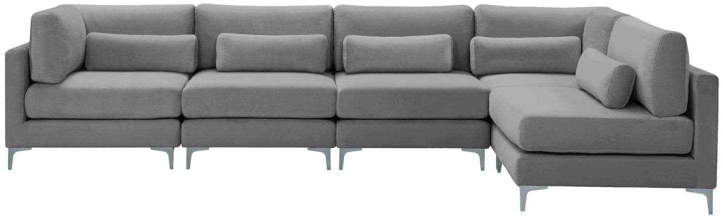 alina grey velvet modular sectional (5 boxes) sec5d