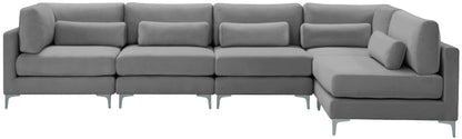 Alina Grey Velvet Modular Sectional (5 Boxes) Sec5D