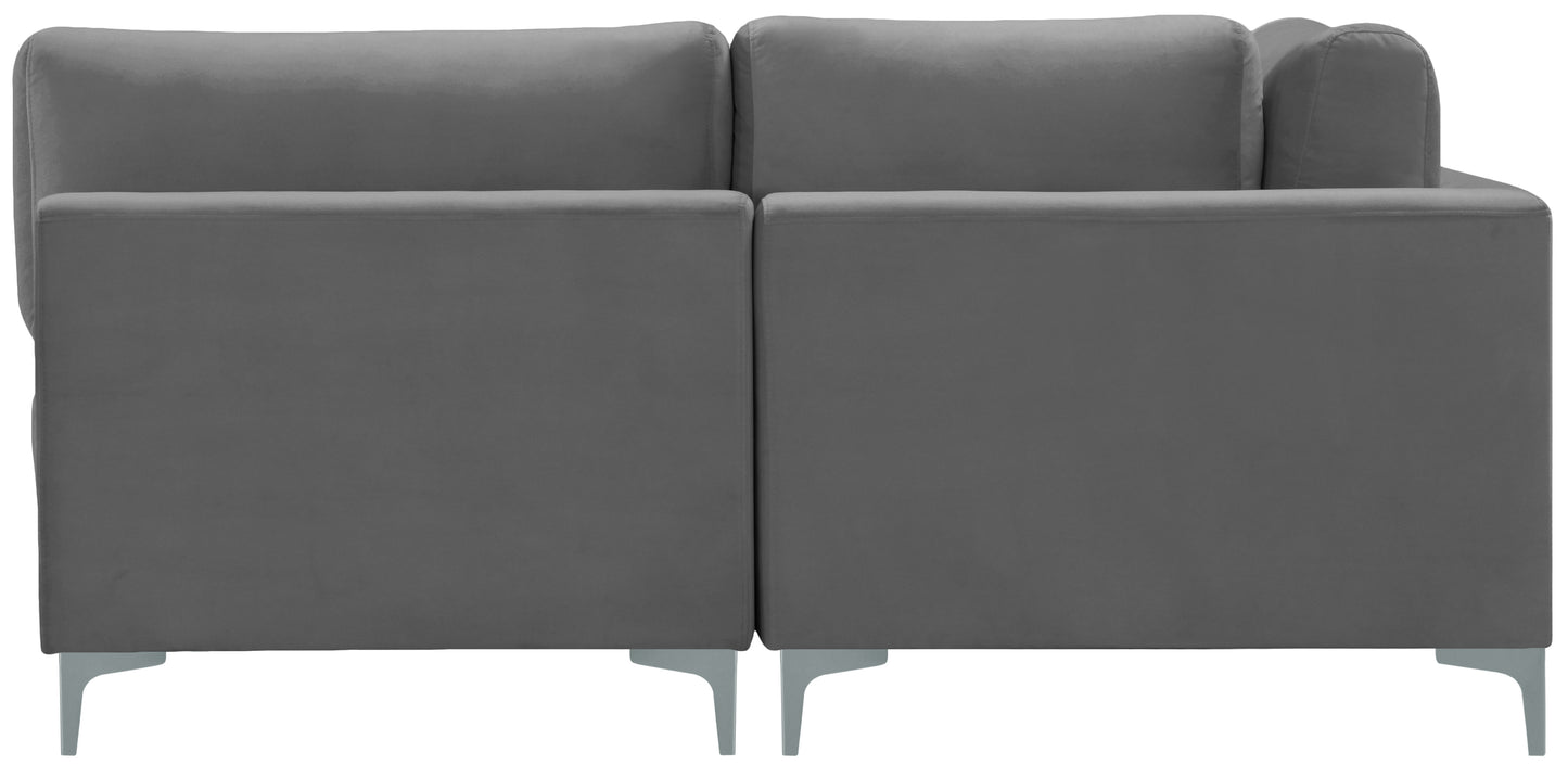 alina grey velvet modular sectional (5 boxes) sec5d