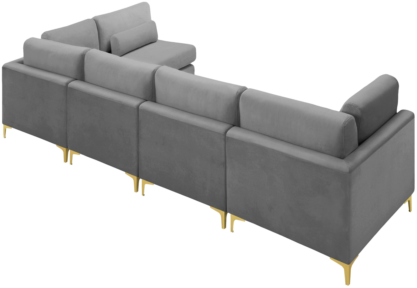 alina grey velvet modular sectional (5 boxes) sec5d