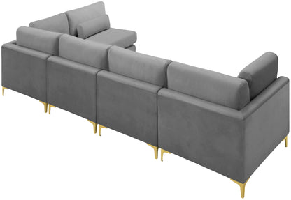 Alina Grey Velvet Modular Sectional (5 Boxes) Sec5D